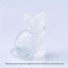 Cat Pocket Moonstone Carving Bare Stone Animal Statue Gift
