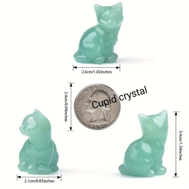 Cat Pocket Moonstone Carving Bare Stone Animal Statue Gift