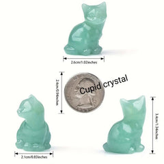 Cat Pocket Moonstone Carving Bare Stone Animal Statue Gift