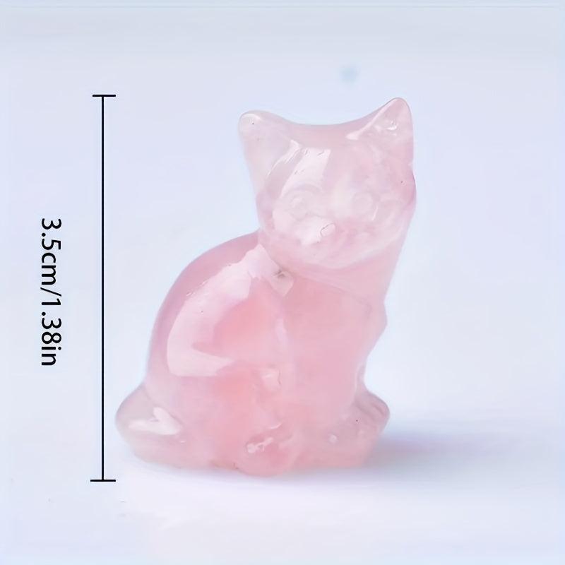 Cat Pocket Moonstone Carving Bare Stone Animal Statue Gift