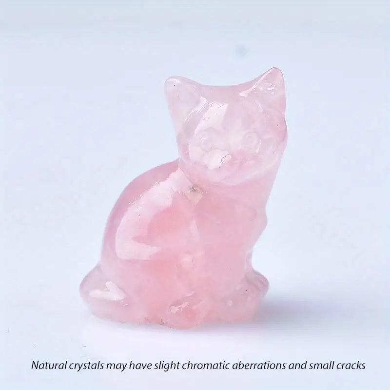 Cat Pocket Moonstone Carving Bare Stone Animal Statue Gift