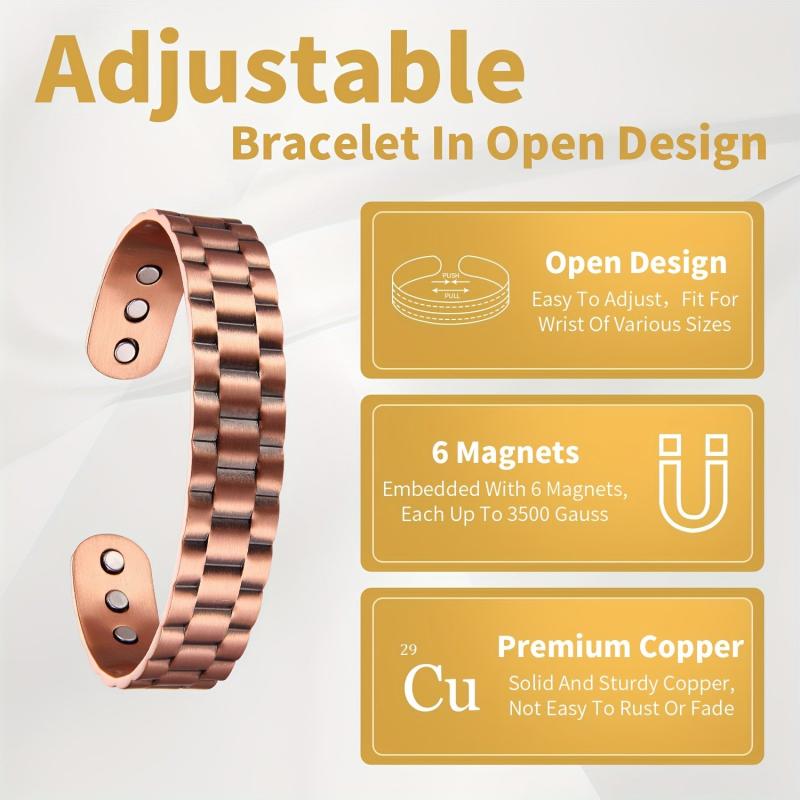 Men's Copper Magnetic Bracelet Adjustable Cuff Bangle Christmas Gift