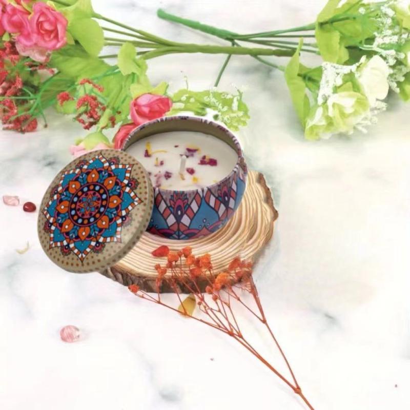 Dried Flower Scented Candles Aromatherapy Sleep Aid Tin Can