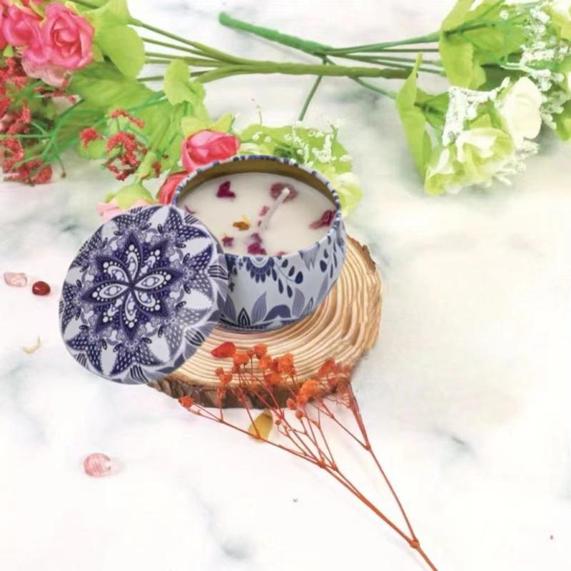 Dried Flower Scented Candles Aromatherapy Sleep Aid Tin Can
