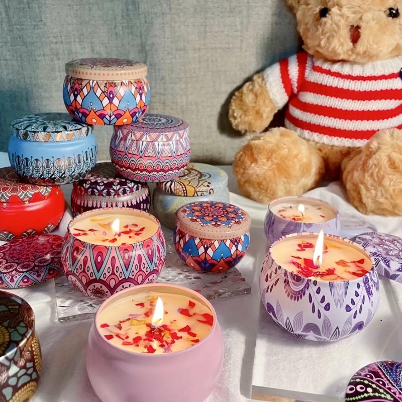 Dried Flower Scented Candles Aromatherapy Sleep Aid Tin Can