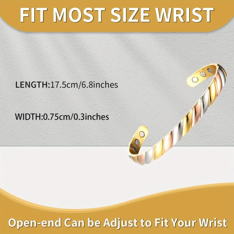 Tricolor Adjustable Copper Magnetic Bracelet for Women