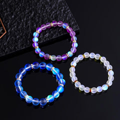 Natural Crystal Moonstone Bracelet Multicolor Matte Energy Beads Wristband