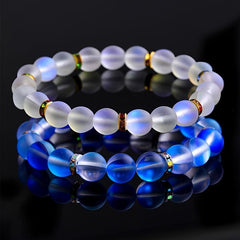 Natural Crystal Moonstone Bracelet Multicolor Matte Energy Beads Wristband