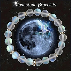 Natural Crystal Moonstone Bracelet Multicolor Matte Energy Beads Wristband