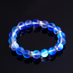 Natural Crystal Moonstone Bracelet Multicolor Matte Energy Beads Wristband