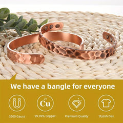 Solid Copper Magnetic Bracelet Cuff Bangle Adjustable Size