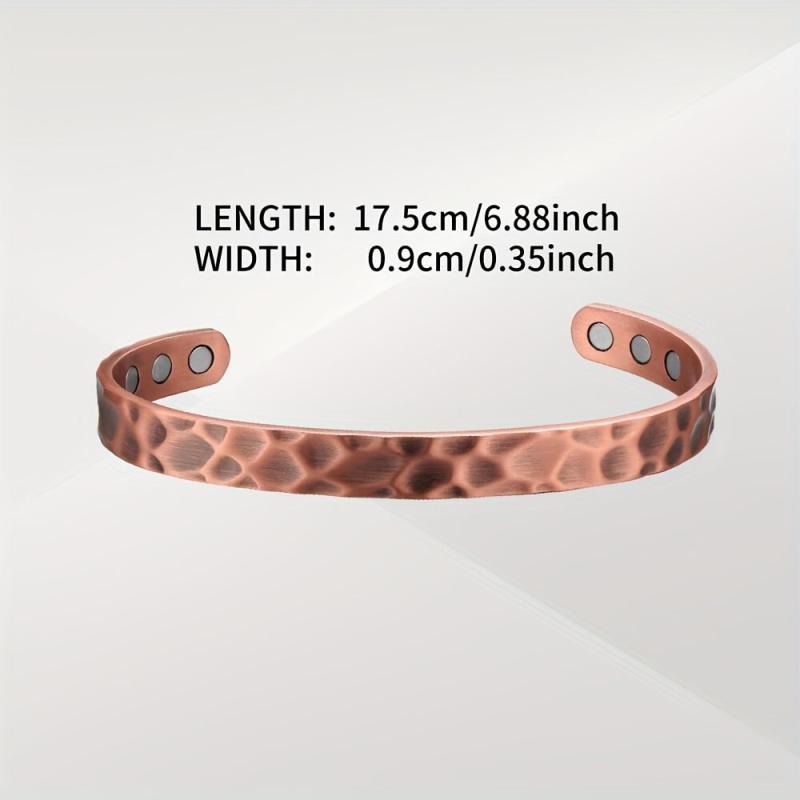 Solid Copper Magnetic Bracelet Cuff Bangle Adjustable Size