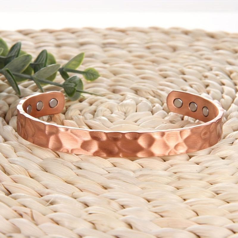 Solid Copper Magnetic Bracelet Cuff Bangle Adjustable Size
