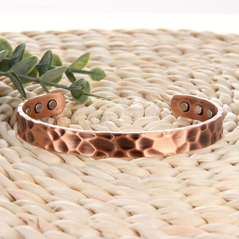 Solid Copper Magnetic Bracelet Cuff Bangle Adjustable Size