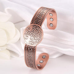 Men's Copper Magnetic Cuff Bracelet 3500 Gauss Adjustable Tree of Life Bangle