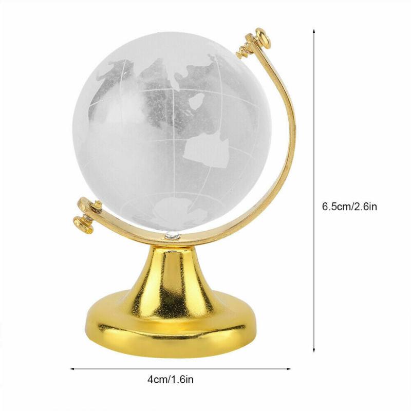 Crystal Glass Earth Globe with Stand for Desk Decoration