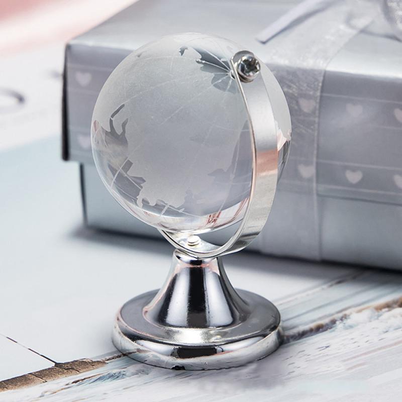 Crystal Glass Earth Globe with Stand for Desk Decoration