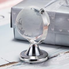 Crystal Glass Earth Globe with Stand for Desk Decoration