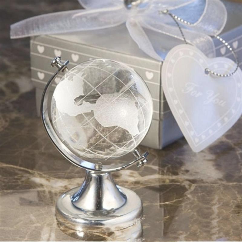 Crystal Glass Earth Globe with Stand for Desk Decoration