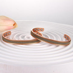 Pure Copper Magnetic Cuff Bracelet with 6 Healing Magnets
