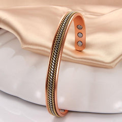 Pure Copper Magnetic Cuff Bracelet with 6 Healing Magnets