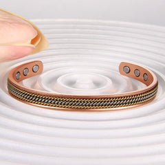 Pure Copper Magnetic Cuff Bracelet with 6 Healing Magnets