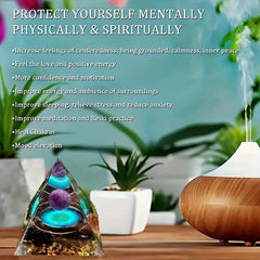Orgone Pyramid Moonstone Amethyst Crystal Gem Chakra Home Decor