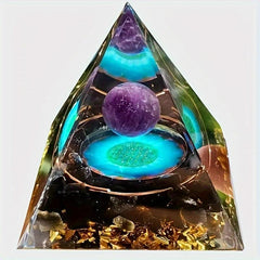 Orgone Pyramid Moonstone Amethyst Crystal Gem Chakra Home Decor