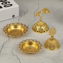 Ginkgo Leaf Aromatherapy Stove Incense Burner Golden Ornament