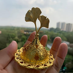 Ginkgo Leaf Aromatherapy Stove Incense Burner Golden Ornament