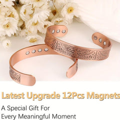 Copper Magnetic Bracelet Tree Of Life Solid Copper Cuff Bangle 12pcs Magnets
