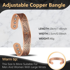 Copper Magnetic Bracelet Tree Of Life Solid Copper Cuff Bangle 12pcs Magnets