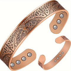 Copper Magnetic Bracelet Tree Of Life Solid Copper Cuff Bangle 12pcs Magnets
