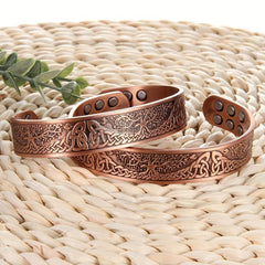Pure Copper Magnetic Bracelet Life Of The Tree Carving Cuff Bangle
