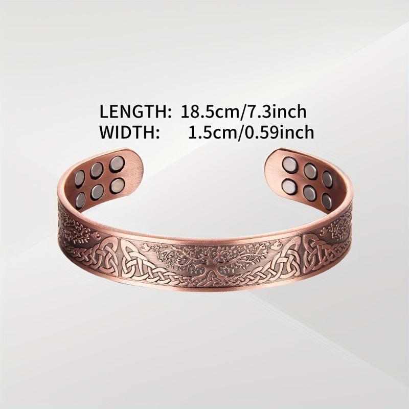 Pure Copper Magnetic Bracelet Life Of The Tree Carving Cuff Bangle
