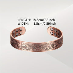 Pure Copper Magnetic Bracelet Life Of The Tree Carving Cuff Bangle