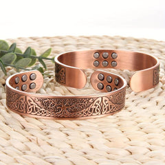 Pure Copper Magnetic Bracelet Life Of The Tree Carving Cuff Bangle