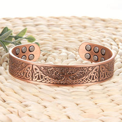Pure Copper Magnetic Bracelet Life Of The Tree Carving Cuff Bangle