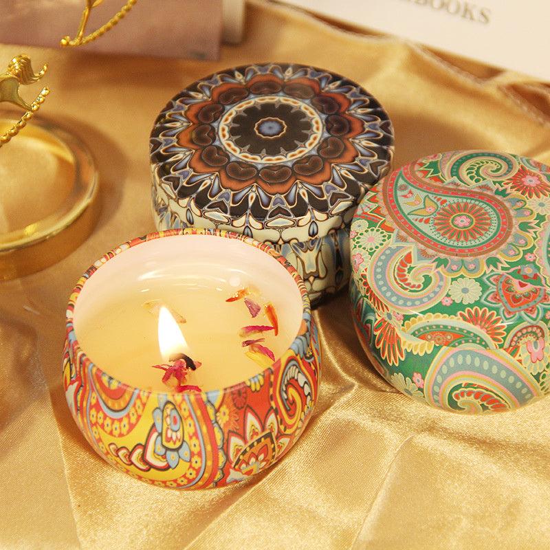 Fragrant Dry Flower Candle in Iron Can Home Decor