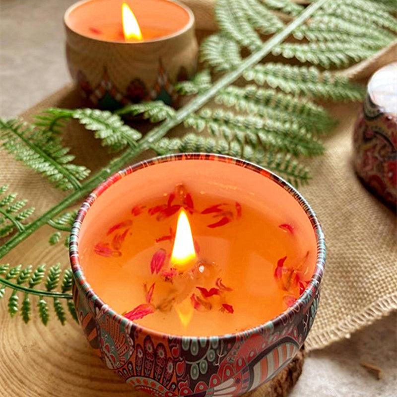 Fragrant Dry Flower Candle in Iron Can Home Decor