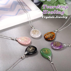 Tree Of Life Crystal Stones Necklace Pendant Energy Healing Divination Pendulum