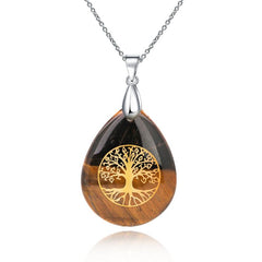 Tree Of Life Crystal Stones Necklace Pendant Energy Healing Divination Pendulum