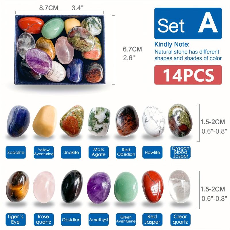 14pcs Natural Chakra Stones Set Large Particle Reiki Crystal Gift Home Decor