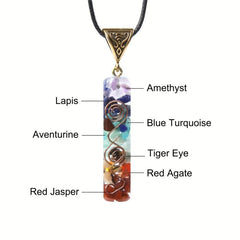 7 Chakra Healing Crystal Necklace Adjustable Rope Yoga Women Girls