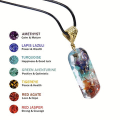 7 Chakra Healing Crystal Necklace Adjustable Rope Yoga Women Girls