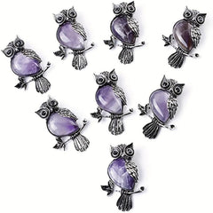 Owl Necklace Healing Crystal Stones Pendant Necklaces For Women Men