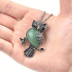 Owl Necklace Healing Crystal Stones Pendant Necklaces For Women Men