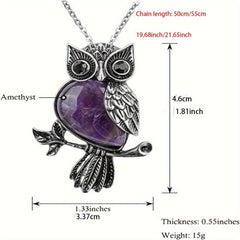 Owl Necklace Healing Crystal Stones Pendant Necklaces For Women Men