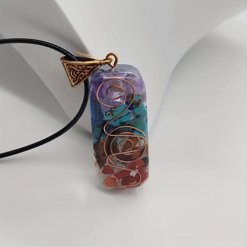 5pcs 7 Chakra Crystal Necklace Good Luck Energy Protection Stone Pendant