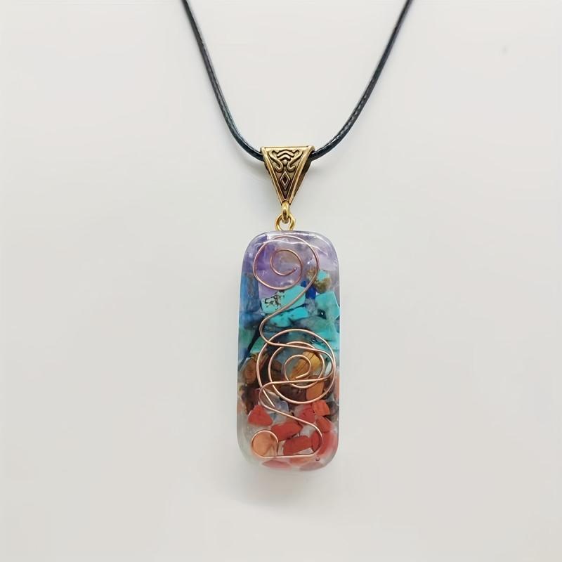 5pcs 7 Chakra Crystal Necklace Good Luck Energy Protection Stone Pendant